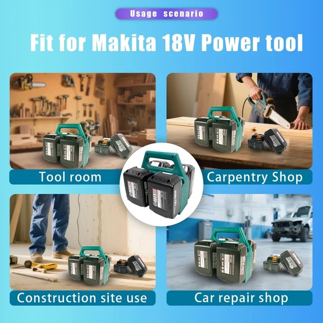 Alt view image 5 of 7 - 4-Slot Battery Holder Compatible with Makita 18V Batteries, Portable Battery Organizer with Handle for Tool Bags, Workshop and Jobsite Storage