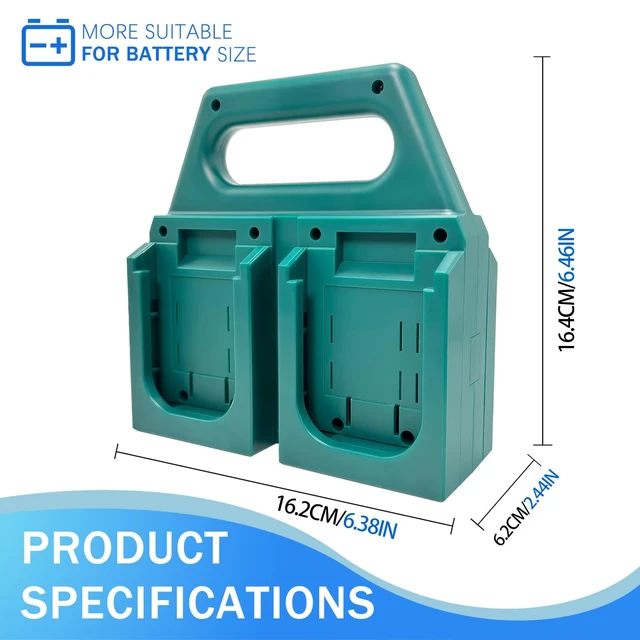Alt view image 3 of 7 - 4-Slot Battery Holder Compatible with Makita 18V Batteries, Portable Battery Organizer with Handle for Tool Bags, Workshop and Jobsite Storage