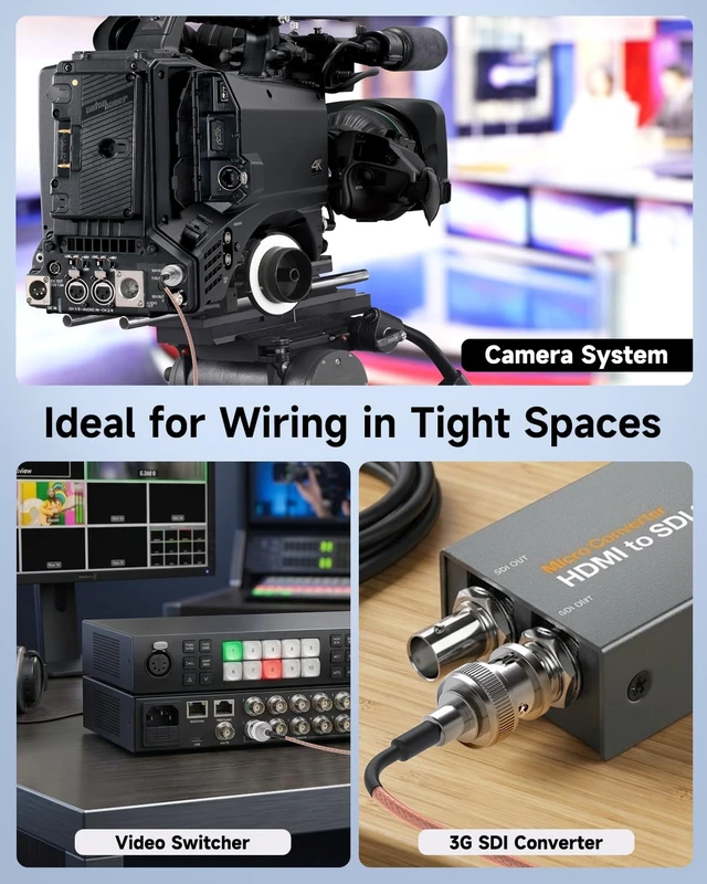 Alt view image 2 of 5 - 3G HD SDI Cable BNC Cable 1ft 30cm 75 ohm for Cameras BMCC Video Equipment Supports HD-SDI 3G-SDI 4K 8K SDI Video Cable (Straight,2Pcs)