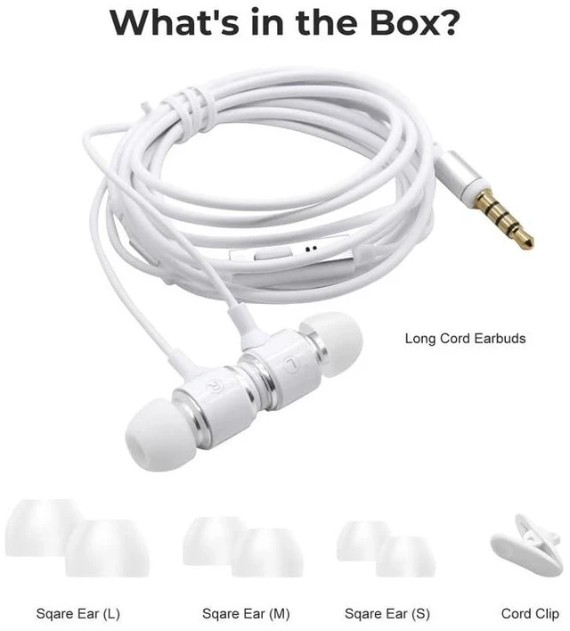 Alt view image 6 of 7 - Wired Earbuds with Extra Long Cord for TV and PC, No Microphone No mic earphones with silicone tips, clear sound and 3.5 mm plug for PCs, tablets and phones