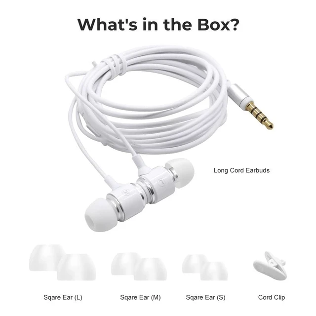 Alt view image 6 of 7 - Wired Earbuds with Extra Long Cord for TV and PC, No Microphone No mic earphones with silicone tips, clear sound and 3.5 mm plug for PCs, tablets and phones