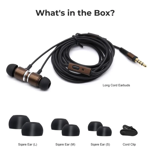 Alt view image 6 of 7 - Wired Earbuds with Extra Long Cord for TV and PC, No Microphone No mic earphones with silicone tips, clear sound and 3.5 mm plug for PCs, tablets and phones
