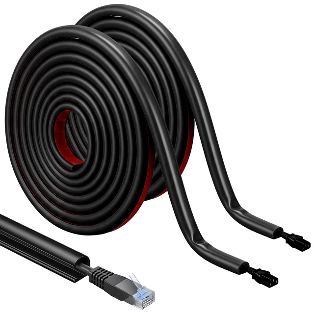 Main image of 2 Pcs Silicone Wall Wire Hider Flexible Cord Hider,Black,Small-10 ft Electric Cord Cover, Self-adhesive, Cable Hider for Wall, Floor, Side Open Wire Covers, for Mounted TV Home Office Management