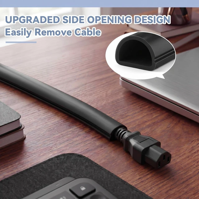 Alt view image 5 of 6 - 2 Pcs Silicone Wall Wire Hider Flexible Cord Hider,Black,Small-10 ft Electric Cord Cover, Self-adhesive, Cable Hider for Wall, Floor, Side Open Wire Covers, for Mounted TV Home Office Management
