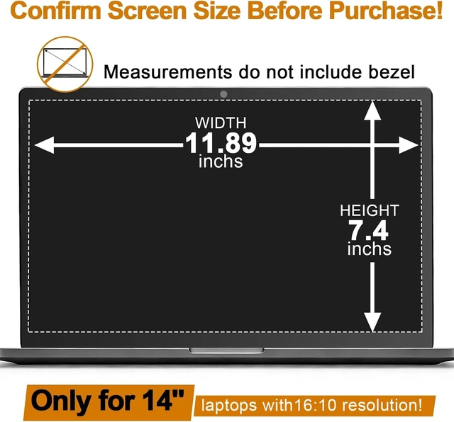 Alt view image 7 of 7 - Privacy Screen for 14 Inch (Diagonal) 16:10 Laptops Only Anti Glare Film Blue Light Filter Protector, Computer Privacy Screen Shield, Not for 14'' Laptops with 16:9 Aspect Ratio