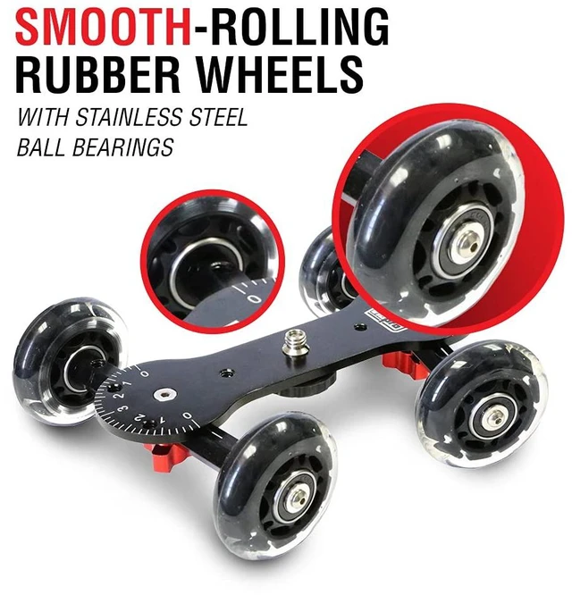 Alt view image 6 of 7 - SK-22 Professional Skater Dolly - Rolling Slider for DLSR Cameras & Camcorders Ideal for Low-Level Shooting & Panning 25 Lbs Capacity Smooth Rubber Wheels 7 Mounting Points & Extendable Handle