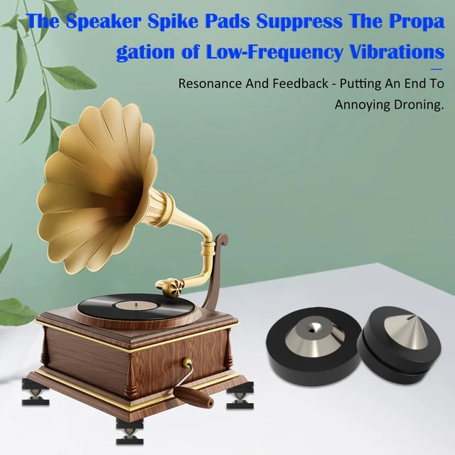 Alt view image 2 of 7 - 4Pcs Speaker Spike Pad 39x39mm Audio Feet Stainless Steel Load 400KG(Black) Speaker Pads Speaker Isolation Feet Subwoofer Vibration Pads for Speaker/Audio Equipment/Amplifier/DAC/CD/Player