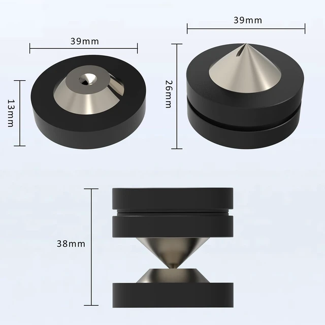 Alt view image 4 of 7 - 4Pcs Speaker Spike Pad 39x39mm Audio Feet Stainless Steel Load 400KG(Black) Speaker Pads Speaker Isolation Feet Subwoofer Vibration Pads for Speaker/Audio Equipment/Amplifier/DAC/CD/Player
