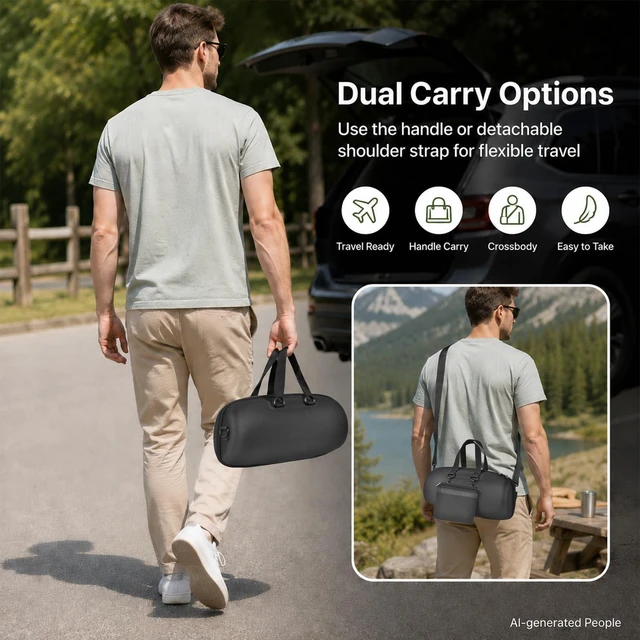 Alt view image 4 of 7 - Carrying Case Compatible with JBL Xtreme 5Hard EVA Protective Travel Bag with Accessory Pouch & Extra Shoulder Strap for Music Lovers, Outdoor & Travel Use -Black