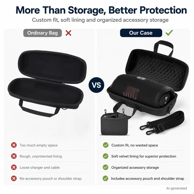 Alt view image 5 of 7 - Carrying Case Compatible with JBL Xtreme 5Hard EVA Protective Travel Bag with Accessory Pouch & Extra Shoulder Strap for Music Lovers, Outdoor & Travel Use -Black