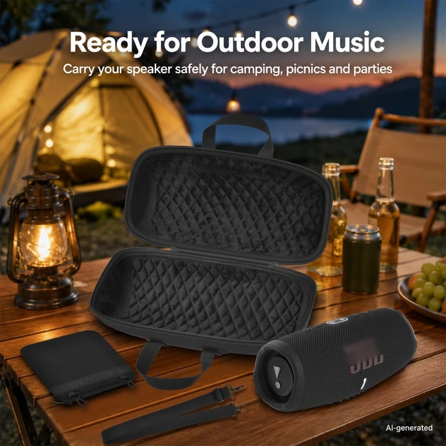 Alt view image 6 of 7 - Carrying Case Compatible with JBL Xtreme 5Hard EVA Protective Travel Bag with Accessory Pouch & Extra Shoulder Strap for Music Lovers, Outdoor & Travel Use -Black