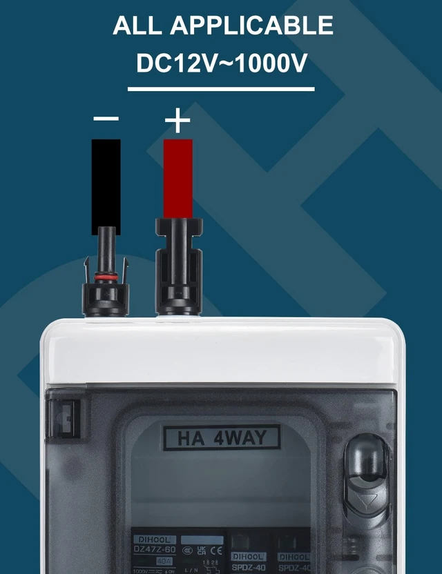 Alt view image 3 of 7 - Solar Panel Disconnect Switch Box 40 Amp DC Circuit Breaker Box, 1000V PV Combiner Box for RV
