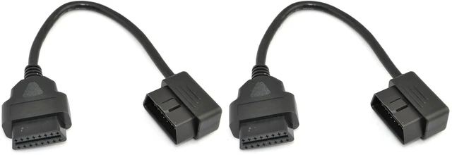Main image of 1ft Feet 30cm/12 OBD II OBD2 16 Pin Male to Female Extension Cable Car Diagnostic Extender Cord Adapter (Pack of 2)