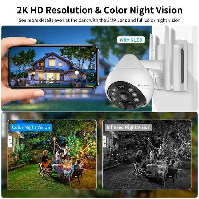 Alt view image 5 of 7 - 4G Cellular Security Cameras Wireless Outdoor, 3MP Battery Powered Cameras for Home Surveillance, Motion Detection, Color Night Vision, Pan/Tilt, 2-Way Talk, Cloud &SD Storage