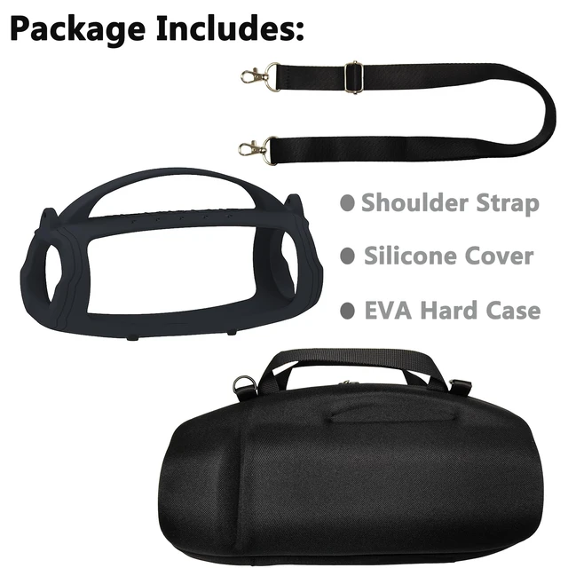 Alt view image 2 of 7 - Silicone Cover and Hard Case for JBL Charge 4 / Charge 5 Speaker Protective Cases for Charge 5/4 Bluetooth Speaker Accessories, NOT for Wi-Fi Version (Black)