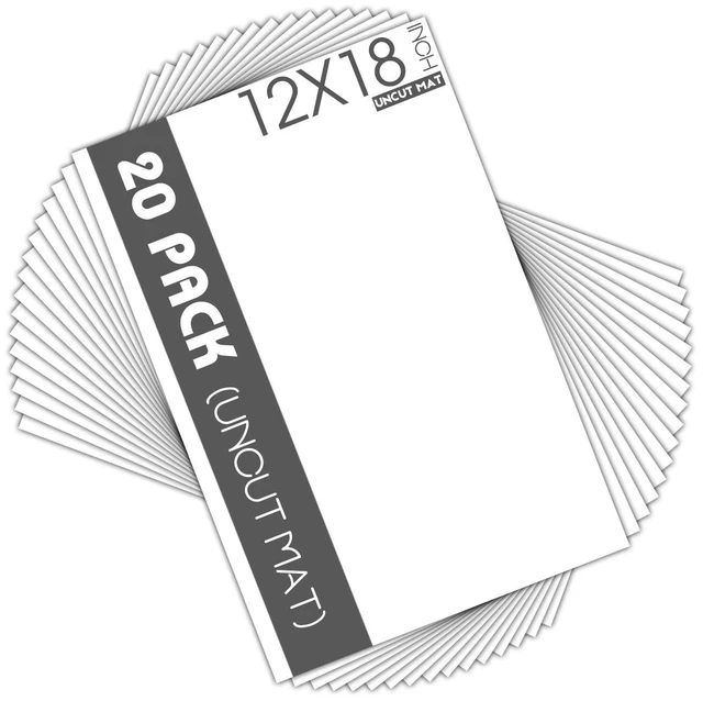 Main image of 20 Pack Uncut Picture Mat Boards, 12x18 Inches White Matboards for Frames Acid-Free Matte Backing Boards, Ideal for Prints, Photos, Pictures, Crafts