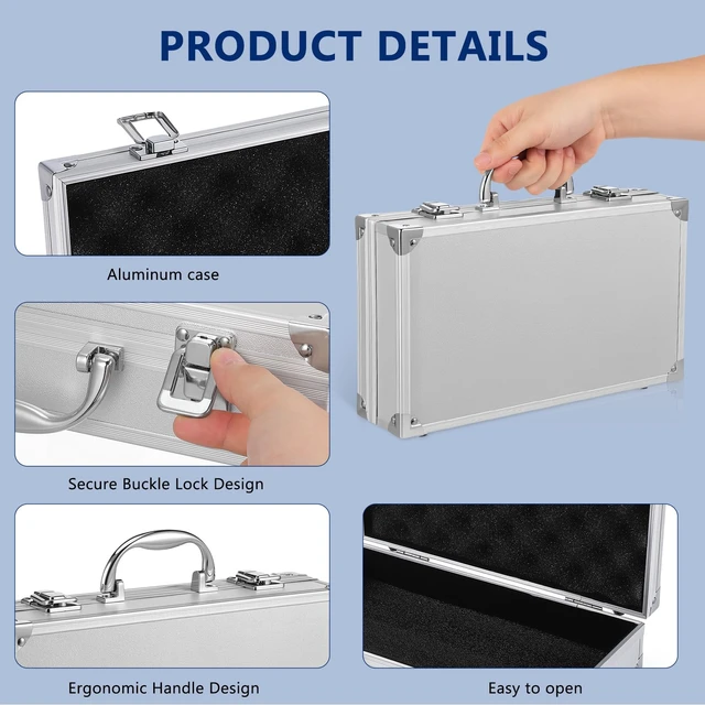 Alt view image 2 of 7 - Aluminum Briefcase Hard Case with DIY Customizable Foam Insert for Test Instruments Cameras Tools Parts and Accessories Equipment Supplies Makeup Tools