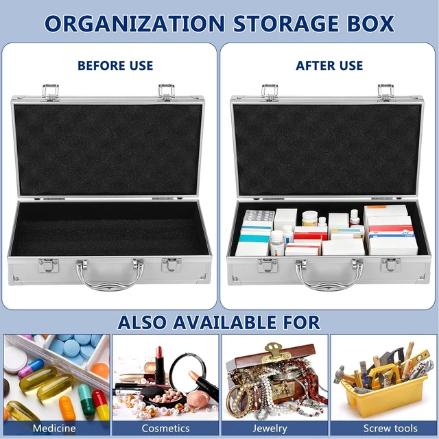 Alt view image 3 of 7 - Aluminum Briefcase Hard Case with DIY Customizable Foam Insert for Test Instruments Cameras Tools Parts and Accessories Equipment Supplies Makeup Tools
