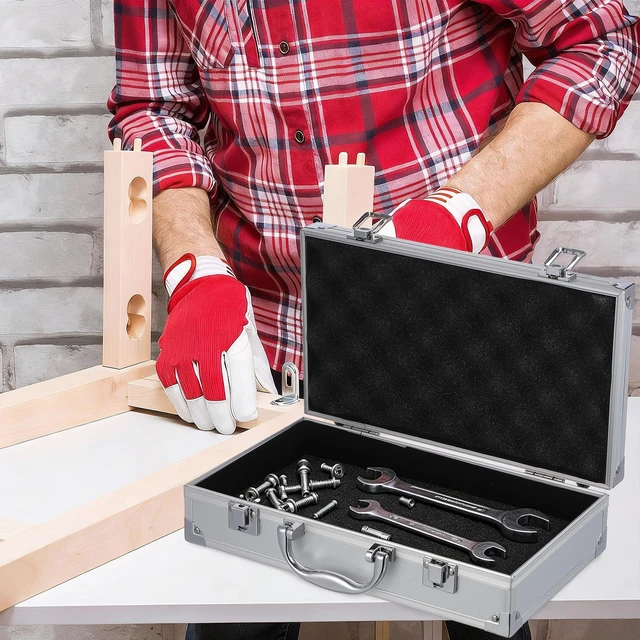 Alt view image 4 of 7 - Aluminum Briefcase Hard Case with DIY Customizable Foam Insert for Test Instruments Cameras Tools Parts and Accessories Equipment Supplies Makeup Tools