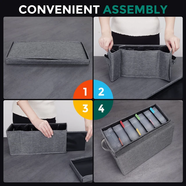 Alt view image 5 of 7 - CD Storage Box with Lid Pack of 3, Practical CD Case Holder Organizer with Index Labels, 14.6 x 5.7 x 6.1 Inches CD Storage Case to Store up to 105 CDs Jewel Cases, and 579 Discs- Grey