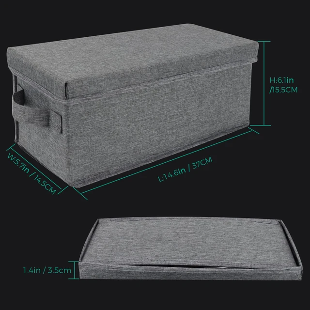 Alt view image 6 of 7 - CD Storage Box with Lid Pack of 3, Practical CD Case Holder Organizer with Index Labels, 14.6 x 5.7 x 6.1 Inches CD Storage Case to Store up to 105 CDs Jewel Cases, and 579 Discs- Grey