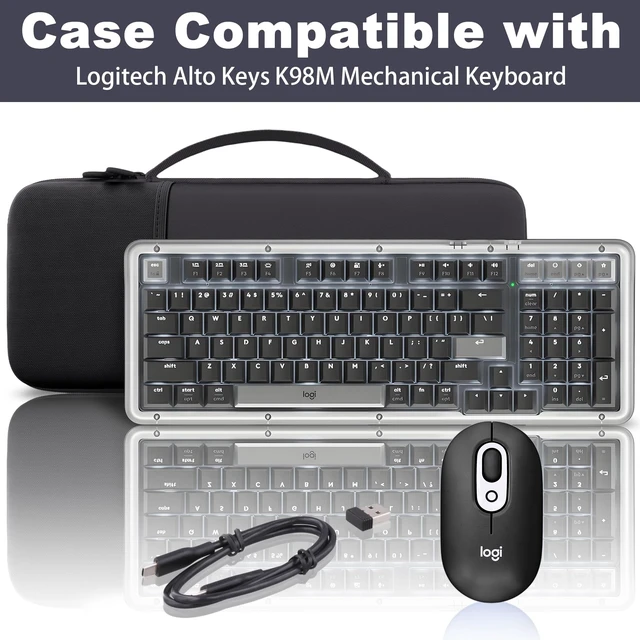 Alt view image 2 of 7 - for Logitech Alto Keys K98M Keyboard Carry Case, Black Travel Protective Storage Case with Mesh Pocket for POP Mouse and Accessories, Travel Storage, Carrying Handle