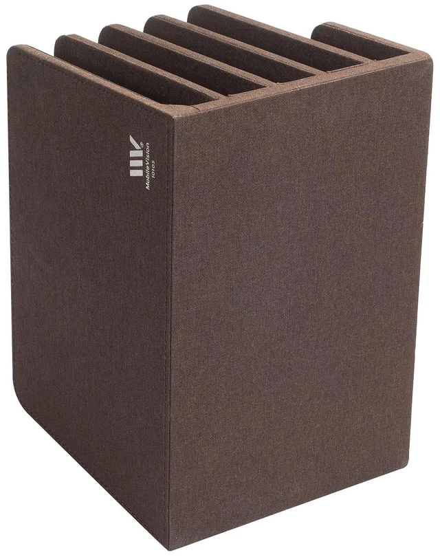 Alt view image 5 of 7 - Multi Device Stand & Organizer for Smartphones, Tablets and Laptops, Executive Dark Brown, 5 Slots