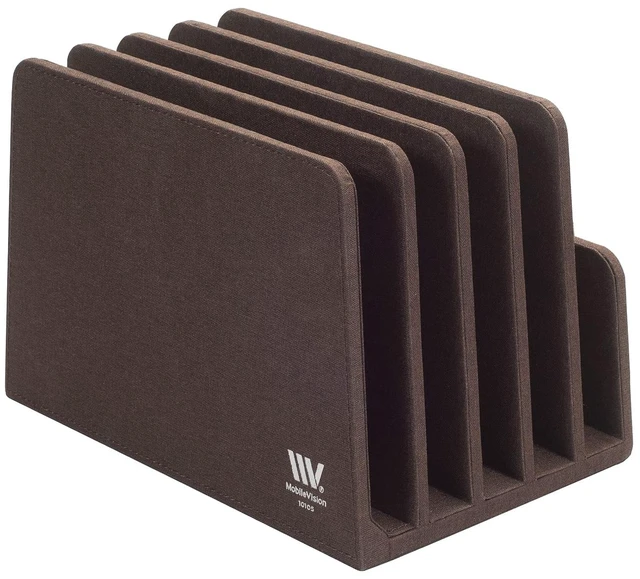 Alt view image 7 of 7 - Multi Device Stand & Organizer for Smartphones, Tablets and Laptops, Executive Dark Brown, 5 Slots