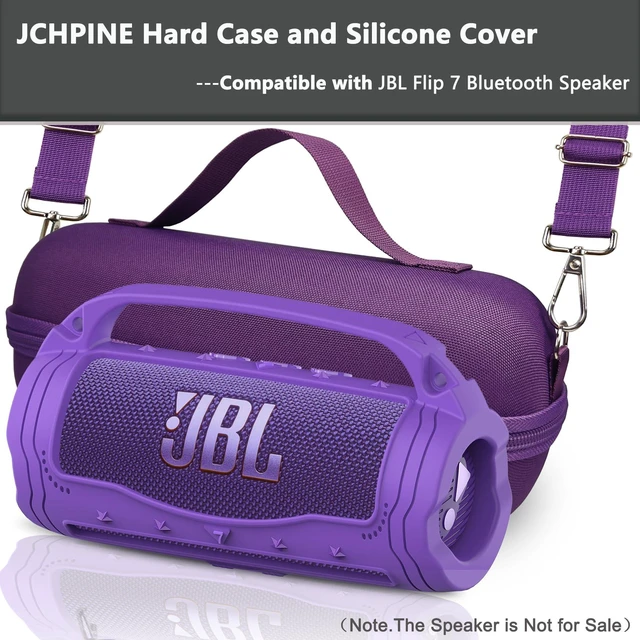 Alt view image 2 of 7 - Silicone Cover and Carrying Case for JBL Flip 7 Portable Speaker Accessories for JBL Flip 7 Silicone Case with Handle and Shoulder Strap, Protective Cases for Flip 7 Speaker (Purple)