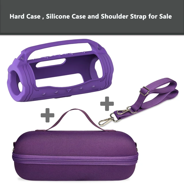 Alt view image 3 of 7 - Silicone Cover and Carrying Case for JBL Flip 7 Portable Speaker Accessories for JBL Flip 7 Silicone Case with Handle and Shoulder Strap, Protective Cases for Flip 7 Speaker (Purple)
