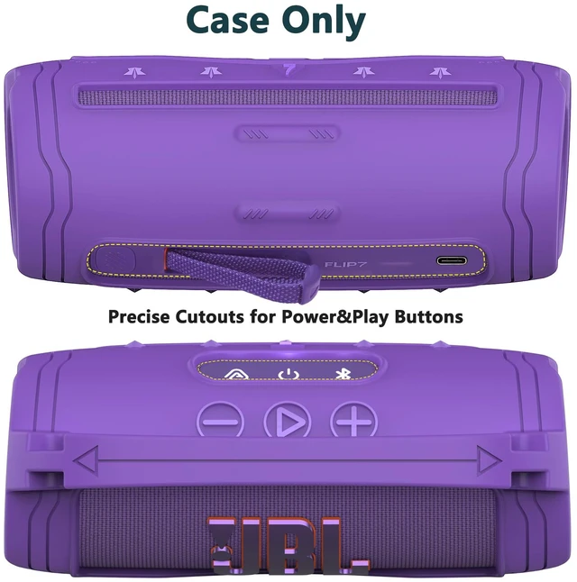 Alt view image 5 of 7 - Silicone Cover and Carrying Case for JBL Flip 7 Portable Speaker Accessories for JBL Flip 7 Silicone Case with Handle and Shoulder Strap, Protective Cases for Flip 7 Speaker (Purple)