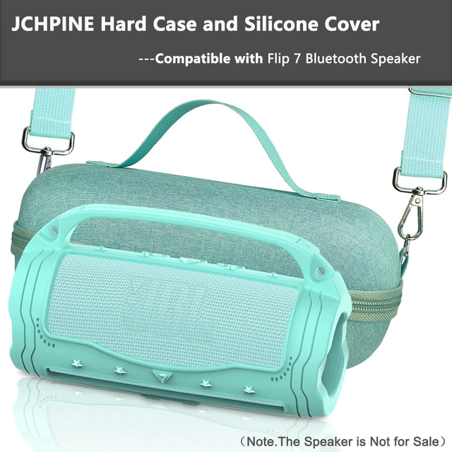 Alt view image 2 of 7 - Silicone Cover and Carrying Case for JBL Flip 7 Portable Speaker Accessories for JBL Flip 7 Silicone Case with Handle and Shoulder Strap, Protective Cases for Flip 7 Speaker (Teal)