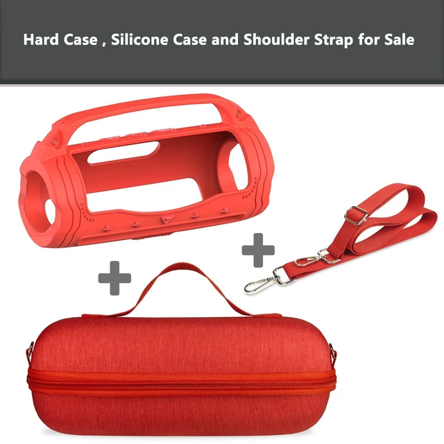 Alt view image 3 of 7 - Silicone Cover and Carrying Case for JBL Flip 7 Portable Speaker Accessories for JBL Flip 7 Silicone Case with Handle and Shoulder Strap, Protective Cases for Flip 7 Speaker (Red)