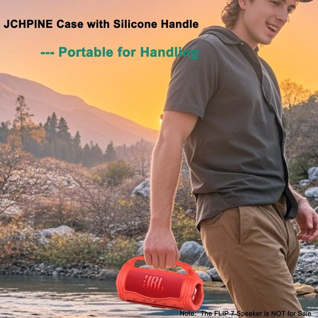 Alt view image 4 of 7 - Silicone Cover and Carrying Case for JBL Flip 7 Portable Speaker Accessories for JBL Flip 7 Silicone Case with Handle and Shoulder Strap, Protective Cases for Flip 7 Speaker (Red)