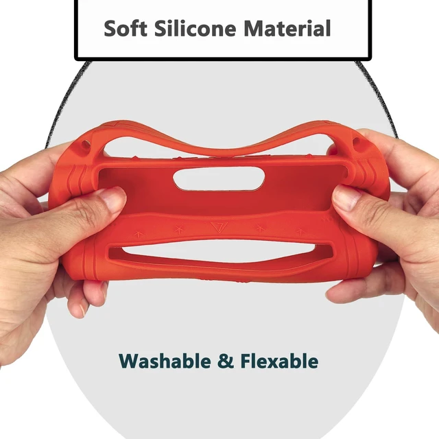 Alt view image 6 of 7 - Silicone Cover and Carrying Case for JBL Flip 7 Portable Speaker Accessories for JBL Flip 7 Silicone Case with Handle and Shoulder Strap, Protective Cases for Flip 7 Speaker (Red)