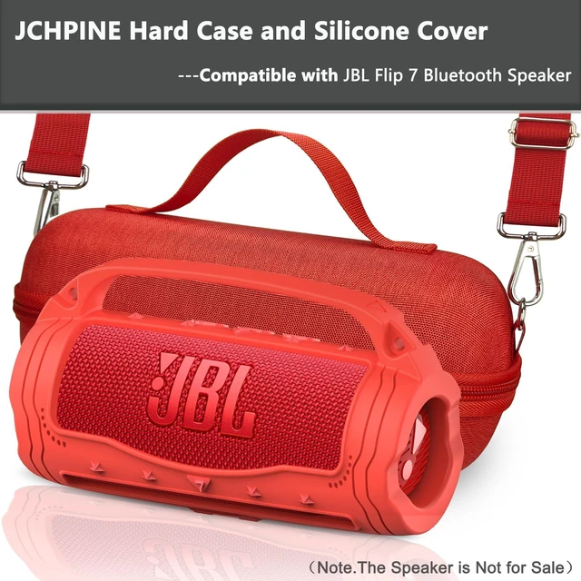 Alt view image 2 of 7 - Silicone Cover and Carrying Case for JBL Flip 7 Portable Speaker Accessories for JBL Flip 7 Silicone Case with Handle and Shoulder Strap, Protective Cases for Flip 7 Speaker (Red)