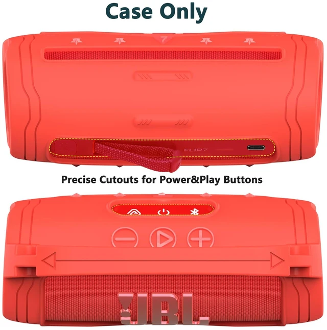 Alt view image 5 of 7 - Silicone Cover and Carrying Case for JBL Flip 7 Portable Speaker Accessories for JBL Flip 7 Silicone Case with Handle and Shoulder Strap, Protective Cases for Flip 7 Speaker (Red)