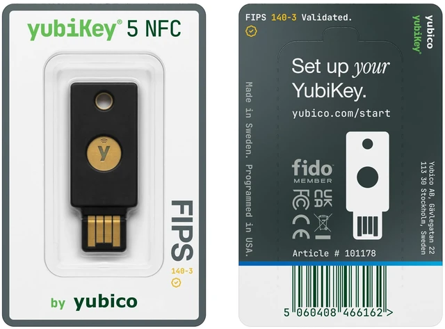 Alt view image 2 of 7 - YubiKey 5 NFC FIPS (140-3) - Multi-Factor authentication (MFA) Security Key and passkey, Connect via USB, FIDO Certified - Protect Your Online Accounts