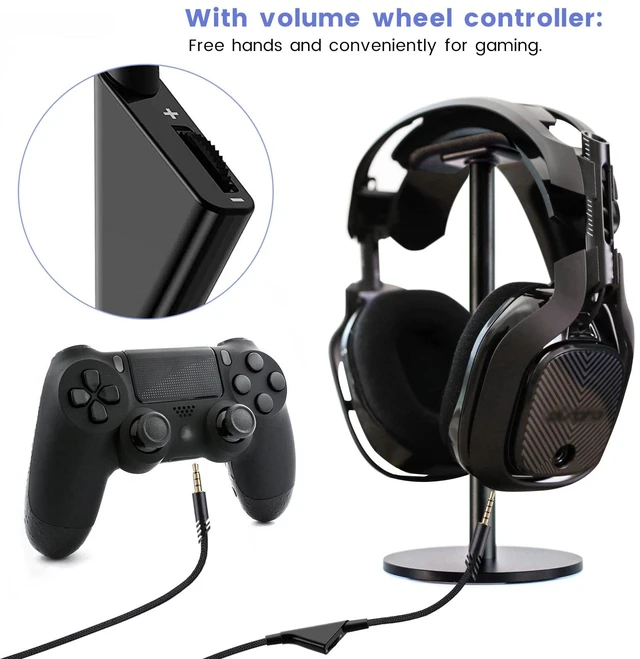 Alt view image 3 of 6 - A40 Cord for Astro A10 A40 TR Gaming Headsets, with Inline Volume Control 3.5mm (1/8") Braided Detachable Audio Cable, Black, 6ft Long