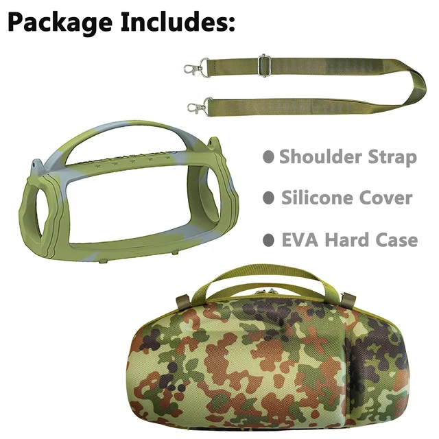 Alt view image 2 of 7 - Silicone Cover and Hard Case for JBL Charge 4 / Charge 5 Speaker Protective Cases for Charge 5/4 Bluetooth Speaker Accessories, NOT for Wi-Fi Version (Camouflage)