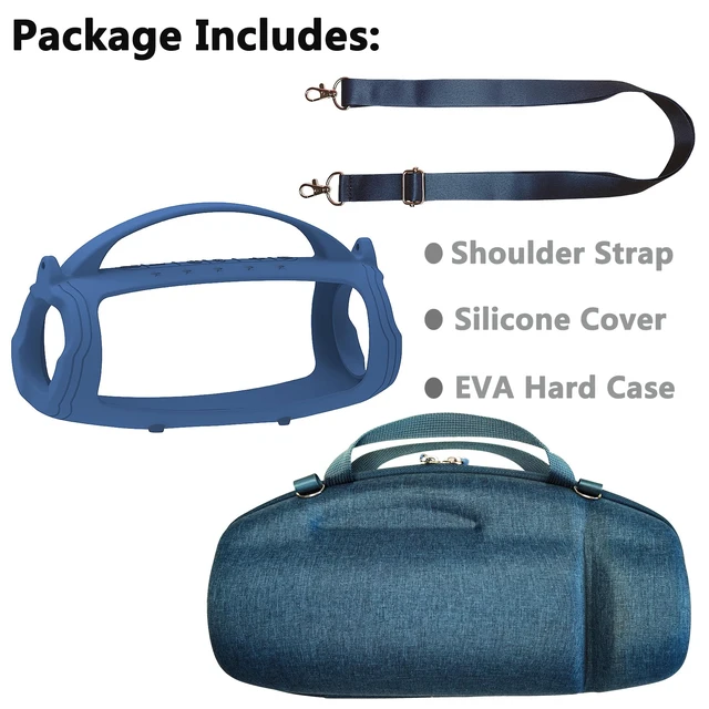 Alt view image 2 of 7 - Silicone Cover and Hard Case for JBL Charge 4 / Charge 5 Speaker Protective Cases for Charge 5/4 Bluetooth Speaker Accessories, NOT for Wi-Fi Version (Blue)