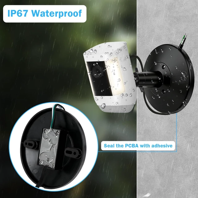 Alt view image 2 of 7 - Hardwired Kit for Ring Cams (Outdoor Cam Plus, Stick Up Cam, Spotlight Cam Pro/Plus), IP67 Waterproof Design for Outdoor or Indoor Use,Black-1Pack