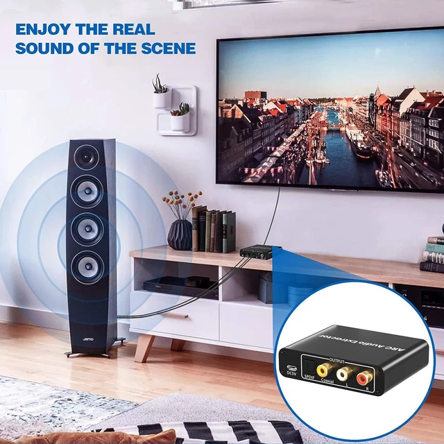 Alt view image 2 of 7 - HDMI ARC Audio Extractor Support HDMI ARC to Optical SPDIF 3.5mm AUX Jack HDMI ARC to Optical Coaxial RCA 3.5mm Audio Adapter Splitter for HDTV Soundbar Speaker Amplifier with Cable
