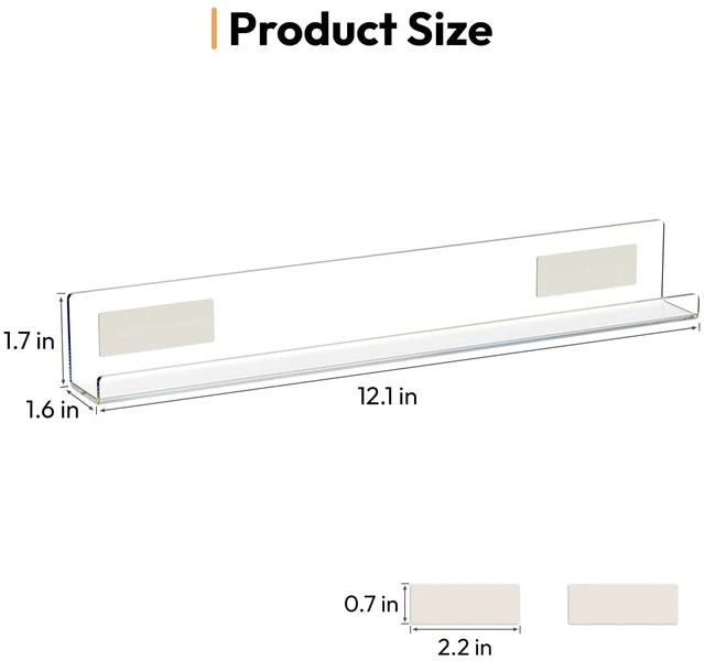 Alt view image 3 of 7 - Vinyl Record Holder Wall Mounts, Acrylic Album Shelf Display,6 Pack 12inch Clear Shelf Record, Adhesive Tapes, No Drill Record Display, Floating Album Record Holder Hangers Shelves for Renter