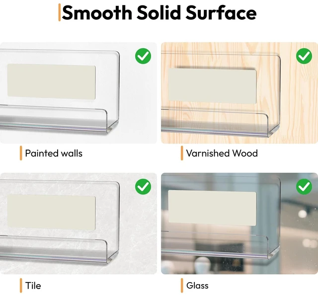 Alt view image 6 of 7 - Vinyl Record Holder Wall Mounts, Acrylic Album Shelf Display,6 Pack 12inch Clear Shelf Record, Adhesive Tapes, No Drill Record Display, Floating Album Record Holder Hangers Shelves for Renter