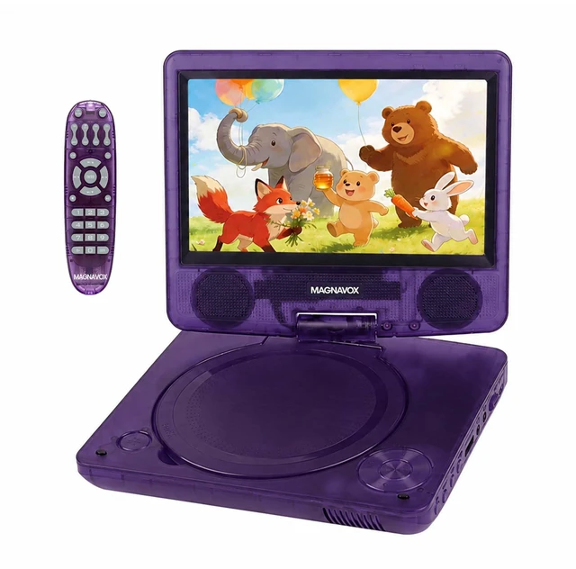 Main image of 7 Inch Portable DVD Player with Swivel Screen, Translucent DVD Player with USB SD Playback, RechargeableBattery, AV Out, Remote, Car Charger, 100240V / DC 5V
