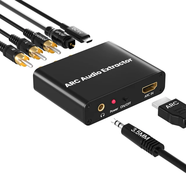 Alt view image 7 of 7 - HDMI ARC Audio Extractor Support HDMI ARC to Optical SPDIF 3.5mm AUX Jack HDMI ARC to Optical Coaxial RCA 3.5mm Audio Adapter Splitter for HDTV Soundbar Speaker Amplifier with Cable