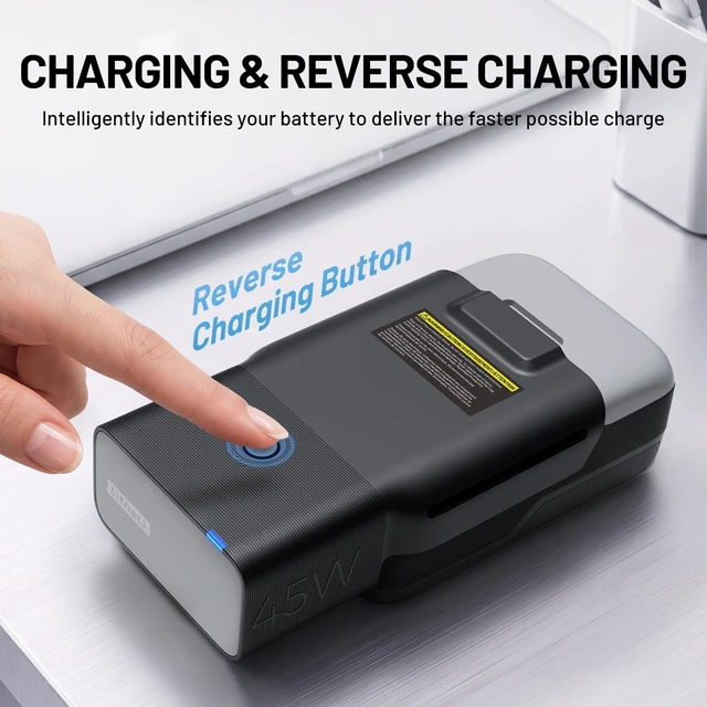 Alt view image 3 of 6 - U20 Smart Charger 20V 45W Fast Charging Station for All U20 Batteries,Reverse Charging Function