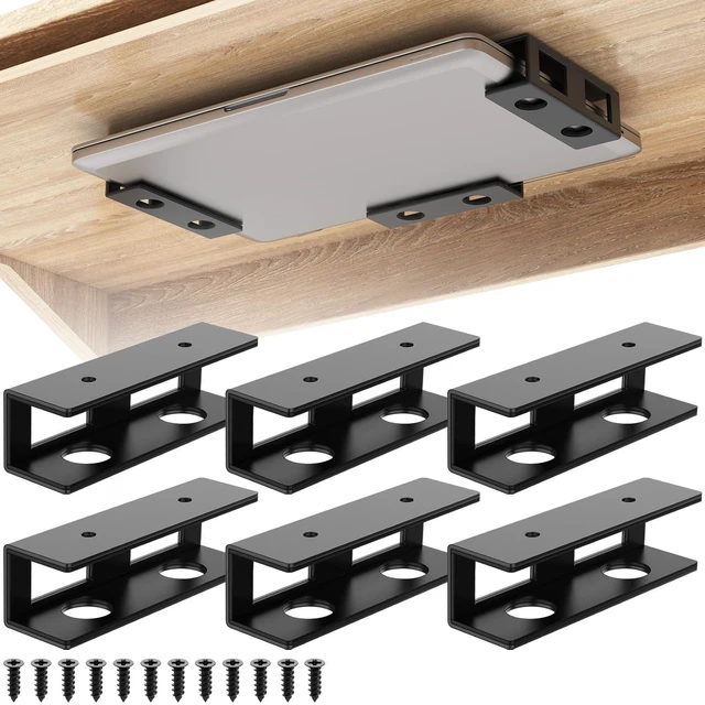 Main image of 6 PCS Under Desk Laptop Mount with Anti-Scratch Silicone Pad Under Desk Holder Mount Shelf for Laptop Keyboard Storage