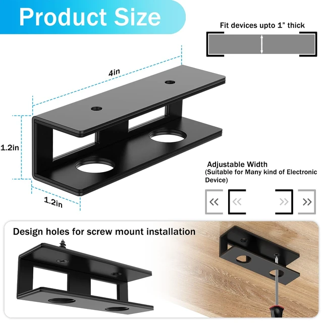 Alt view image 3 of 7 - 6 PCS Under Desk Laptop Mount with Anti-Scratch Silicone Pad Under Desk Holder Mount Shelf for Laptop Keyboard Storage